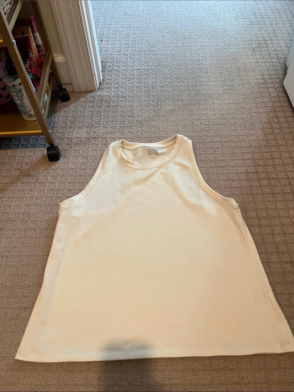 CALIA by Carrie Underwood Cream Ribbed Tank Top